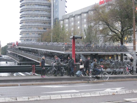 The multi-level bike parking deck near Centraal Station in Amsterdam