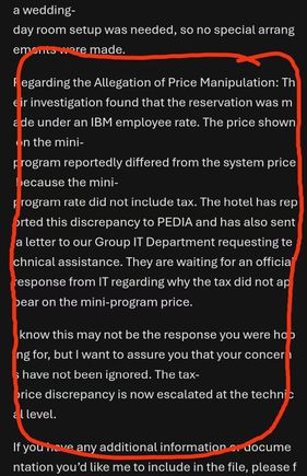 Exhibit B: The Admission. IHG Corporate explicitly admits the billing issue was a "Technical Discrepancy" escalated to IT. Yet, I was banned for pursuing this.
