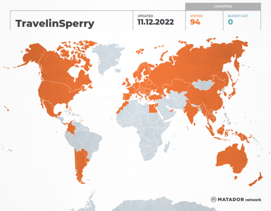 90 countries (this site counts Guam, Puerto Rico, Scotland, 