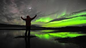 Great Northern Lights over the lake