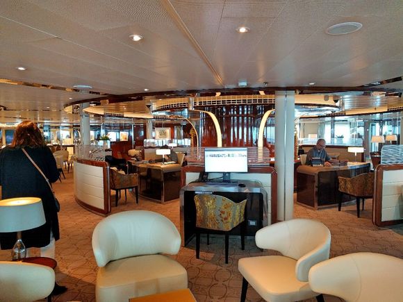 The customer service desks are where you can make dinner reservations, book excursions, check your bill, etc.