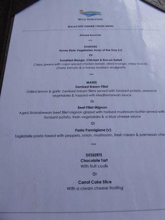 Dinner menu