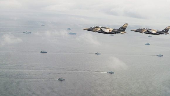 Swedish military aircraft returning from a high speed IKEA meatball delivery mission during BALTOPS 2020 