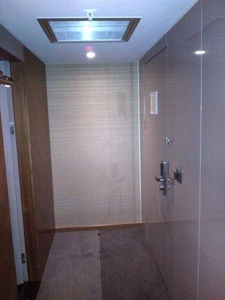 entry, with first full bath door on left