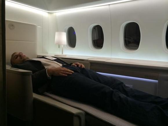 La Première Suite - Myself on the new seat (sleeping position - no I am not dead)