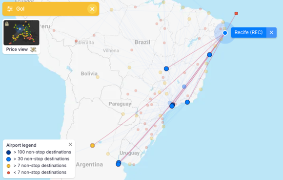 GOL routemap from REC