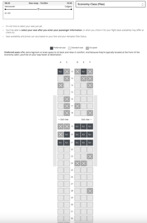 This is the availability that I see for Economy Flex and when I view the seat selection tool under my bookings