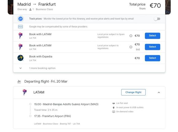 MAD-FRA for €70