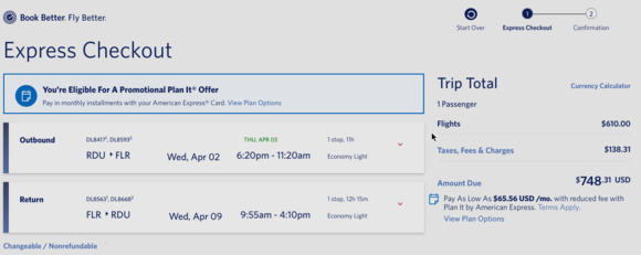 After I clicked link from Google Flights it was magically $200 cheaper.  