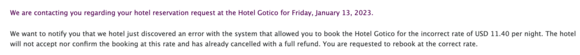 cancelled reservation
