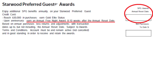 Last page of your AMEX SPG Statement