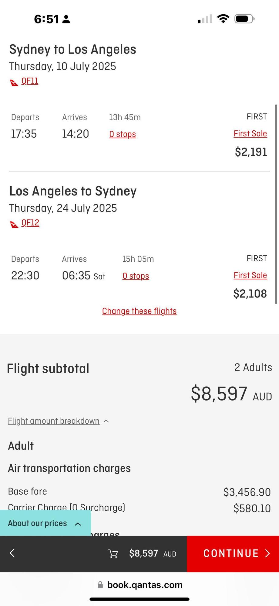 PREMIUM FARE GONE] QF First MEL/SYD-LAX AUD$4400/USD$3000 return -  FlyerTalk Forums