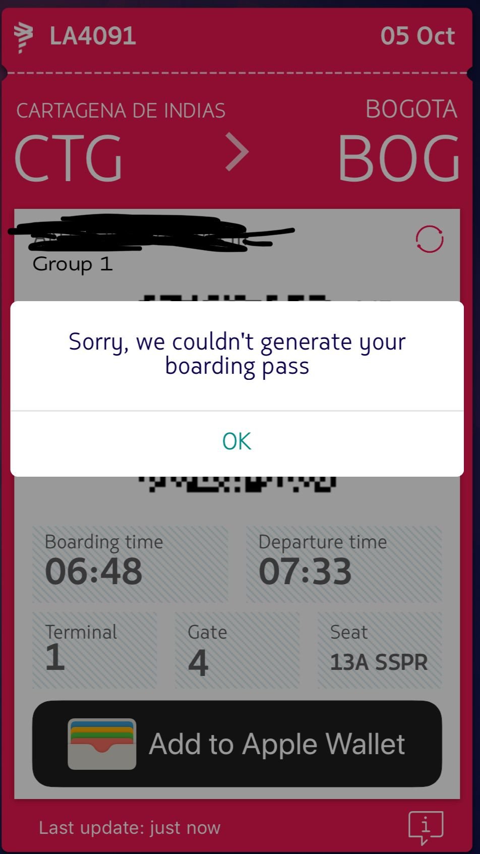 IOS Can t Generate Boarding Pass Won t Add To Apple Wallet 