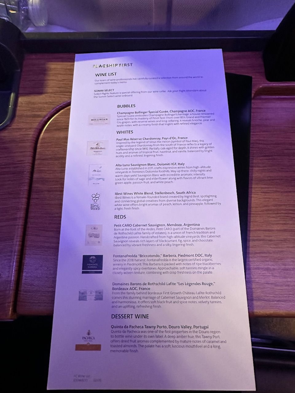 Champagne matches J, which is disappointing. I had half glasses of the Argentinian red and the Bordeaux. AA�s best red offerings in at least a few years in my opinion. 
