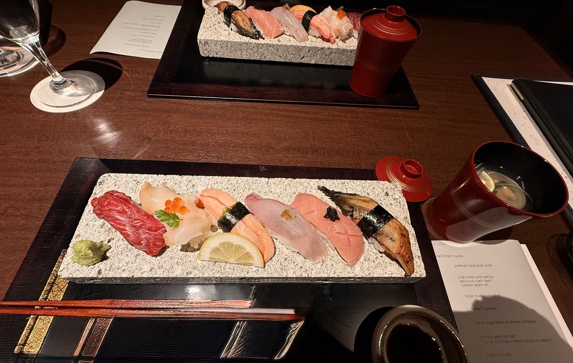 our sushi course at dinner