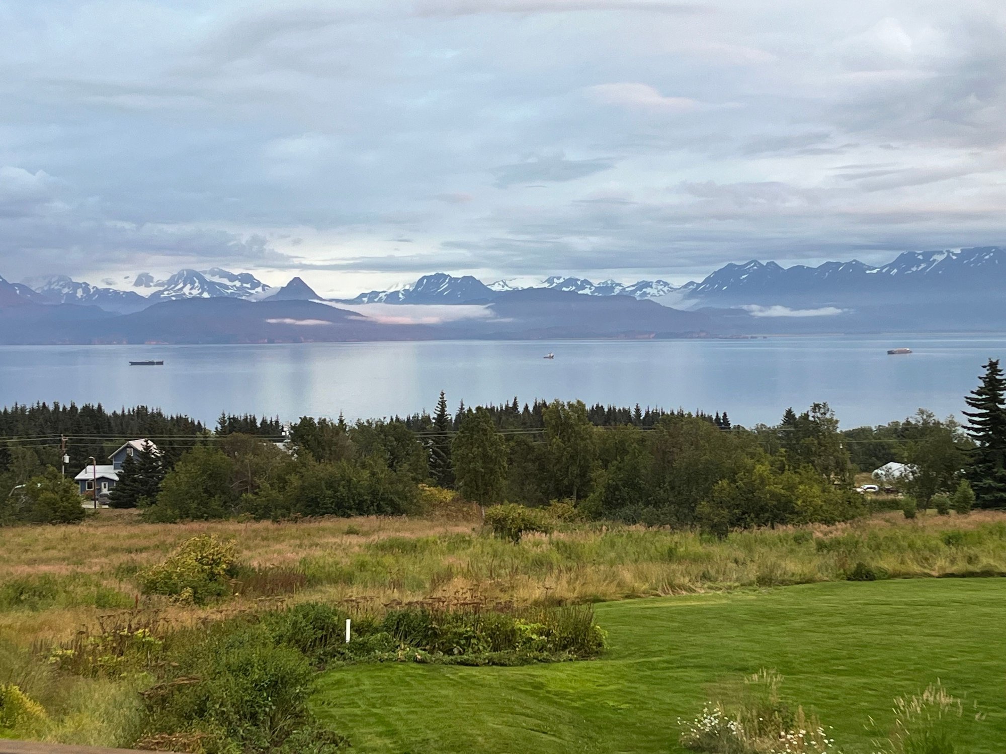 View of Kachemak Bay and Kachemak mountains from our Airbnb