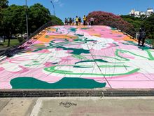 Outside the museum is this short, colorful bridge. 