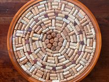 Champagne corks (cut in half) in the middle.