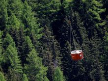 Helicopter transport of Loetschental sheep who got a new home too
