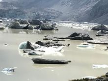 Large chunks of ice broken off from Hooker glacier
