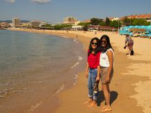Sandy beach was clean, almost deserted with no tourists at that time. It was sunny, the weather was pleasant. 