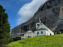 The Sanctuary of Santa Croce sits on a site with a long religious history—once a pagan place of worship in pre-Christian times. Records suggest a church has been on this site since the late 1400s. The church gives its name to the mountain above. It is a popular pilgramage site even today. 