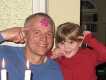 This is a photo of my dad and daughter when he tried to teach her that brains were called kidneys.  I just sent him the pic with a text that I was sorry about his kidneys. :) 