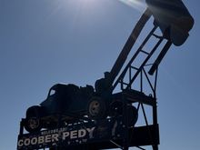 Coober Pedy sign with "blower" - basically a vacuum cleaner used to pull opal-bering rocks and dirt out of opal mines