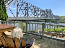 Chilling after the little walk across the bridge. 
