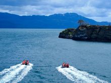 Dueling Zodiacs on way to Tucker's Islets