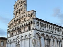 The beautiful San Michele in Foro with its exceptionally tall facade. 