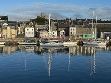 View of Lerwick from our cabin’s balcony 