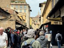 Walking across the Ponte Vecchio