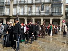 Wending through the casco historic from the Plaza de Cervantes in Santiago.   I think we were some of the only tourists jot here for the Camino!!  We met folks from all over.  Some on tours where their luggage was carted from place to place in a van.  Others who slept rough (and looked it!!).  One man from Maine had just completed his 23rd Pilgrimage but he still did not know a lick of Spanish (or Gallego!!).