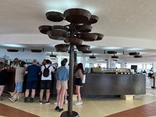 Casual restaurant in the visitors center, with sculpture by Manrique, and great view off surrounding park.
