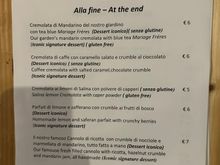 Dessert menu; we did not know until we arrived that this restaurant is mentioned in the Michelin Italia guide (not starred).  If II had now, I might have skipped it which would have been a big mistake.....by far the best meal we had on the island!