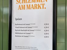 Menu of stand where I bought the wurst...the second one on the list..slightly spicy and just wonderful!!