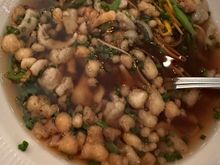 Beef consommé with spatzle of veal liver