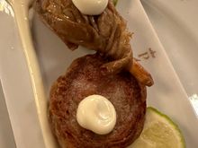 The zarajos, lamb intestines with mayonnaise and lime, an iconic dish of Cuenca.