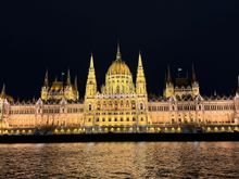 Architecture:  Budapest Parliament Building illuminated at night