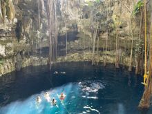 Cenote, it's cold but really fun with a rope swing