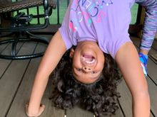 Michaela is into gymnastics big time.