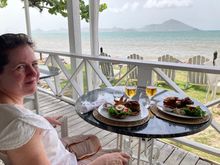 Lunch spot today - another shot of me looking hot and sweaty.