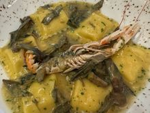 My shrimp ravioli with artichokes