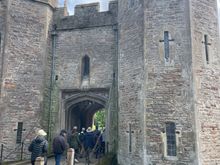 Crossing the moat into the Bishop's Palace