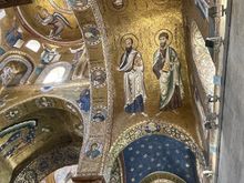 Mosaics similar to those in Cappella Palatina and the cathedrals at Monreale and Cefalu.
