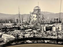 The aftermath with the Prefectural building still standing but obviously destroyed.