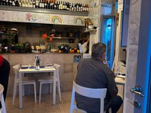 MOMO, one of about a dozen fish restaurants that ring the marina in Savelletri...we were only one of a few tables when we arrived about 8pm but both the small inside dining room, and the outside terrace--filled up by 9pm--I think we were the only foreigners there last Friday night