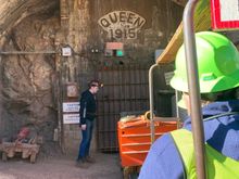 Riding the train into Copper Queen Mine in Bisbee