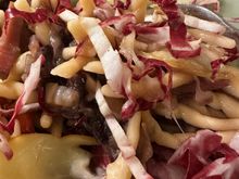 I swooned over every bite of this Trofiette with speck (smoked ham); tiny tomatoes; smoked scamorza ( relative of mozzarella); and slices of radicchio....I could barely contain myself, this was out-of-this world delicious!!